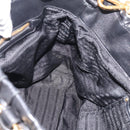PRADA Gathered Hand Bag Leather 2way Black Gold Auth 210929V-21