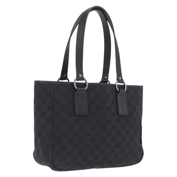 GUCCI GG Canvas Tote Bag Black Silver 113019 Auth 210930A
