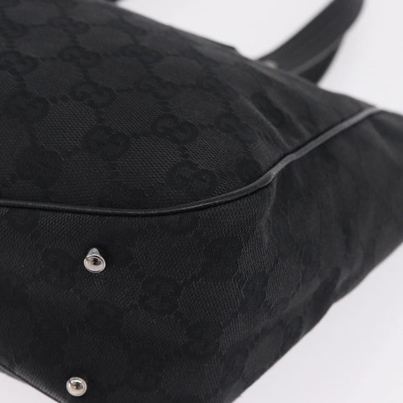 GUCCI GG Canvas Tote Bag Black Silver 113019 Auth 210930A