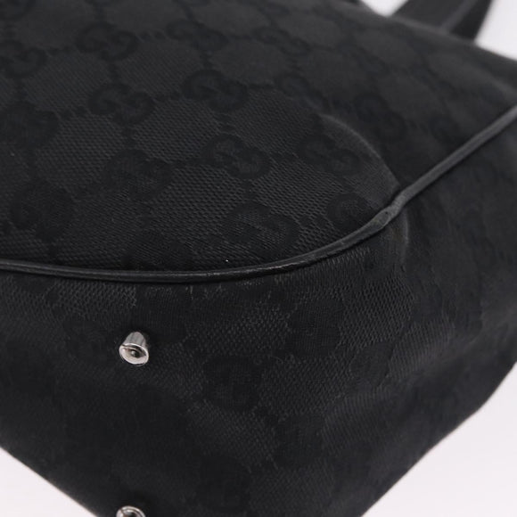 GUCCI GG Canvas Tote Bag Black Silver 113019 Auth 210930A