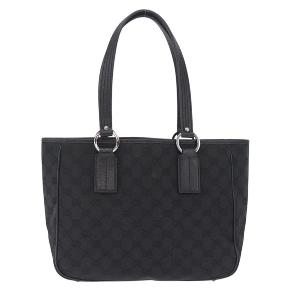 GUCCI GG Canvas Tote Bag Black Silver 113019 Auth 210930A