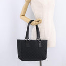 GUCCI GG Canvas Tote Bag Black Silver 113019 Auth 210930A-21