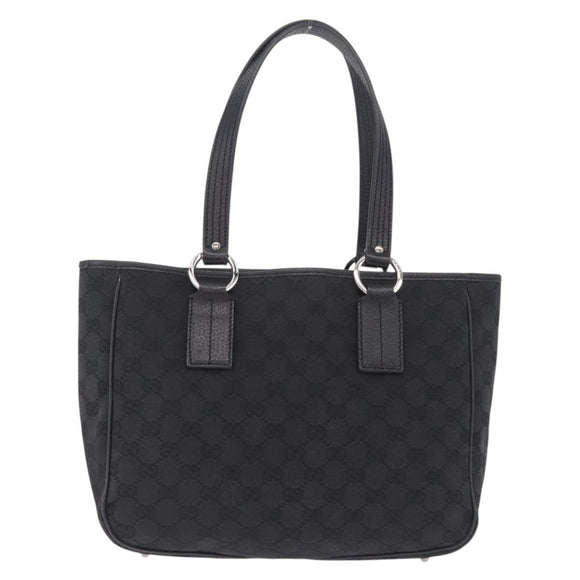 GUCCI GG Canvas Tote Bag Black Silver 113019 Auth 210930A