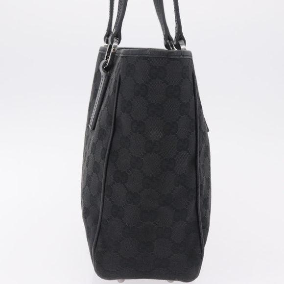 GUCCI GG Canvas Tote Bag Black Silver 113019 Auth 210930A