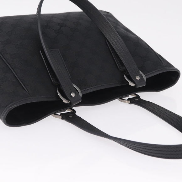 GUCCI GG Canvas Tote Bag Black Silver 113019 Auth 210930A