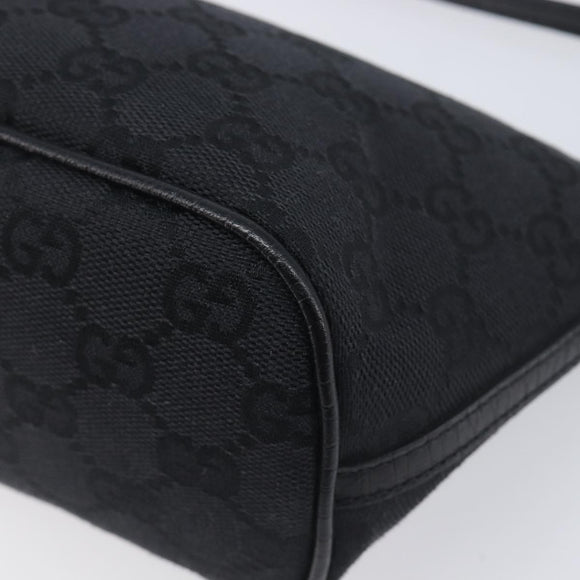 GUCCI GG Canvas Accessory Pouch Black Silver 07198 Auth 210932A