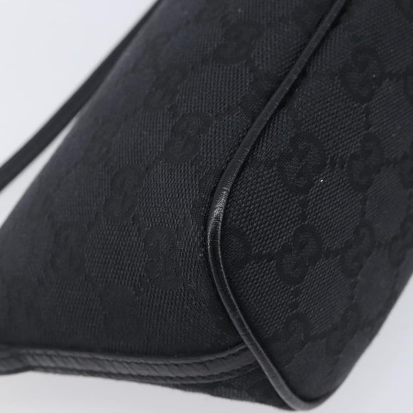 GUCCI GG Canvas Accessory Pouch Black Silver 07198 Auth 210932A