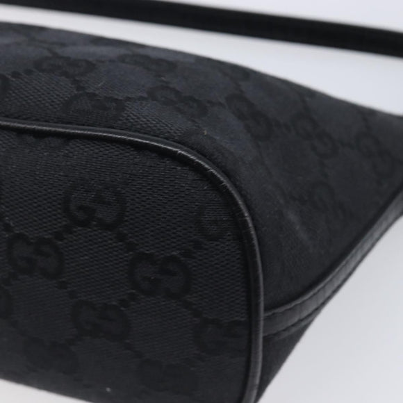 GUCCI GG Canvas Accessory Pouch Black Silver 07198 Auth 210932A