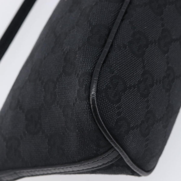 GUCCI GG Canvas Accessory Pouch Black Silver 07198 Auth 210932A