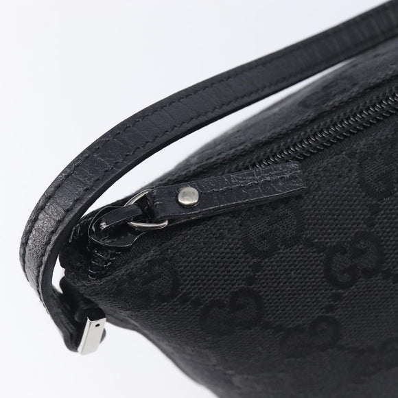 GUCCI GG Canvas Accessory Pouch Black Silver 07198 Auth 210932A