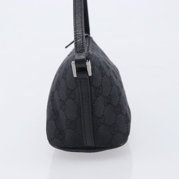 GUCCI GG Canvas Accessory Pouch Black Silver 07198 Auth 210932A