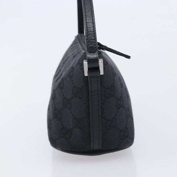 GUCCI GG Canvas Accessory Pouch Black Silver 07198 Auth 210932A