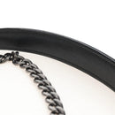PRADA Chain Shoulder Bag Leather White Black Auth 210933V-13