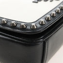 PRADA Chain Shoulder Bag Leather White Black Auth 210933V-16