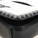 PRADA Chain Shoulder Bag Leather White Black Auth 210933V-17