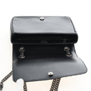 PRADA Chain Shoulder Bag Leather White Black Auth 210933V-21