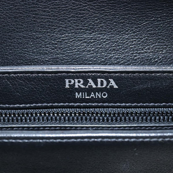 PRADA Chain Shoulder Bag Leather White Black Auth 210933V