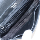 PRADA Chain Shoulder Bag Leather White Black Auth 210933V-23