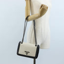 PRADA Chain Shoulder Bag Leather White Black Auth 210933V-31