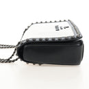 PRADA Chain Shoulder Bag Leather White Black Auth 210933V-4