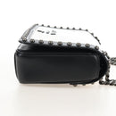 PRADA Chain Shoulder Bag Leather White Black Auth 210933V-5