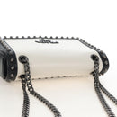 PRADA Chain Shoulder Bag Leather White Black Auth 210933V-6