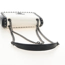 PRADA Chain Shoulder Bag Leather White Black Auth 210933V-7