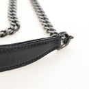 PRADA Chain Shoulder Bag Leather White Black Auth 210933V-8
