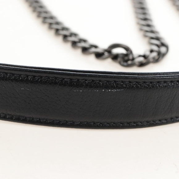 PRADA Chain Shoulder Bag Leather White Black Auth 210933V