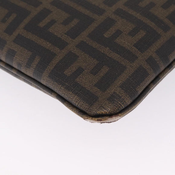 FENDI Zucca Canvas Shoulder Bag PVC Brown Black 7VA207 Auth 210935
