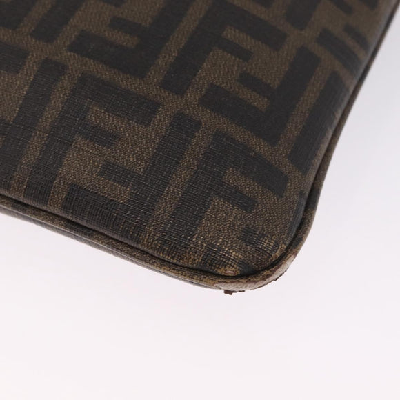 FENDI Zucca Canvas Shoulder Bag PVC Brown Black 7VA207 Auth 210935
