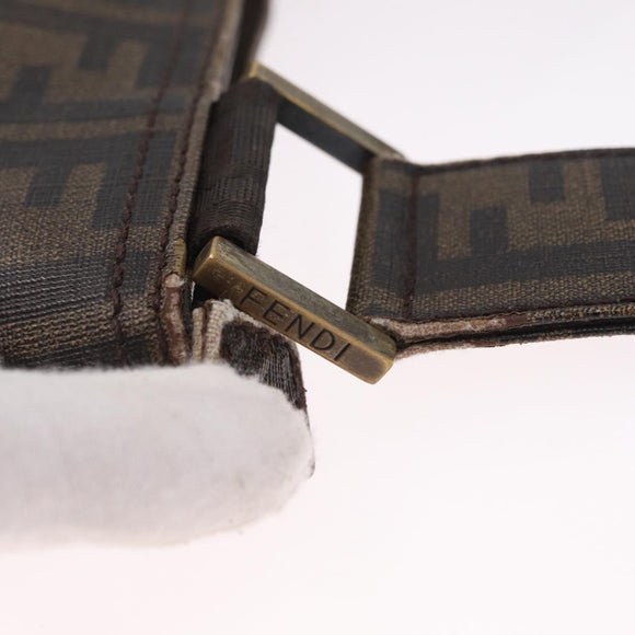 FENDI Zucca Canvas Shoulder Bag PVC Brown Black 7VA207 Auth 210935