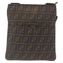 FENDI Zucca Canvas Shoulder Bag PVC Brown Black 7VA207 Auth 210935-2