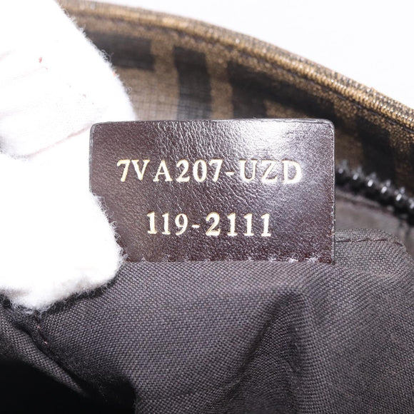 FENDI Zucca Canvas Shoulder Bag PVC Brown Black 7VA207 Auth 210935