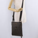 FENDI Zucca Canvas Shoulder Bag PVC Brown Black 7VA207 Auth 210935-23