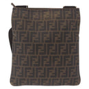 FENDI Zucca Canvas Shoulder Bag PVC Brown Black 7VA207 Auth 210935-3