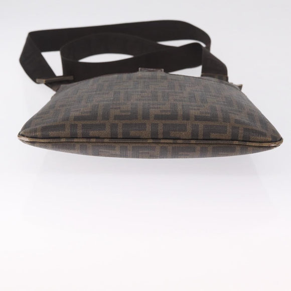 FENDI Zucca Canvas Shoulder Bag PVC Brown Black 7VA207 Auth 210935