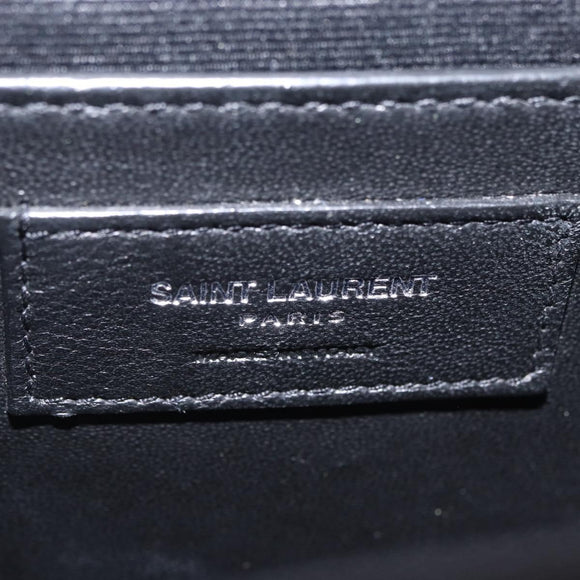 Saint Laurent Chain Shoulder Bag Leather Pink Silver Auth 210941M
