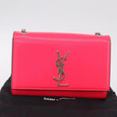Saint Laurent Chain Shoulder Bag Leather Pink Silver Auth 210941M-25
