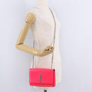 Saint Laurent Chain Shoulder Bag Leather Pink Silver Auth 210941M-26