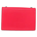 Saint Laurent Chain Shoulder Bag Leather Pink Silver Auth 210941M-3