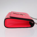 Saint Laurent Chain Shoulder Bag Leather Pink Silver Auth 210941M-4