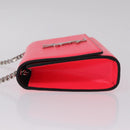 Saint Laurent Chain Shoulder Bag Leather Pink Silver Auth 210941M-5