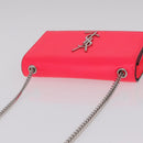Saint Laurent Chain Shoulder Bag Leather Pink Silver Auth 210941M-6