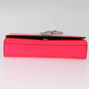 Saint Laurent Chain Shoulder Bag Leather Pink Silver Auth 210941M-9