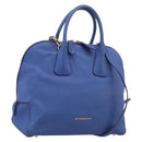 BURBERRY Hand Bag Leather 2way Blue Gold Auth 210943A-1