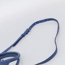 BURBERRY Hand Bag Leather 2way Blue Gold Auth 210943A-11
