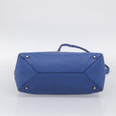BURBERRY Hand Bag Leather 2way Blue Gold Auth 210943A-12