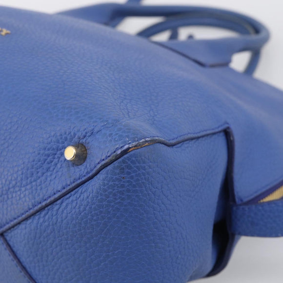 BURBERRY Hand Bag Leather 2way Blue Gold Auth 210943A
