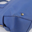 BURBERRY Hand Bag Leather 2way Blue Gold Auth 210943A-14